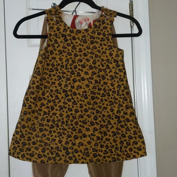 Beanstalk Boutique Leopard Santa reversible outfit & handmade NEW hair bow Sz 4 - Picture 8 of 16